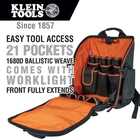 Klein Tools Tradesman Pro™ Tool Station Tool Bag Backpack with Worklight 55655